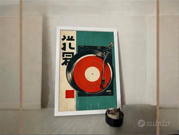 🎶Poster Vinile Design Giapponese  con Cornice🎶