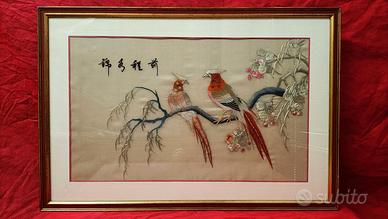 3 QUADRI RICAMO SU SETA