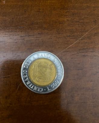 Moneta da 500 lire rara del centenario