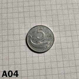 Moneta 5 LIRE 1952 delfino repubblica italiana