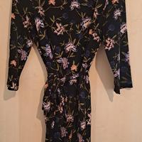 vestito a manica lunga nero a fiori