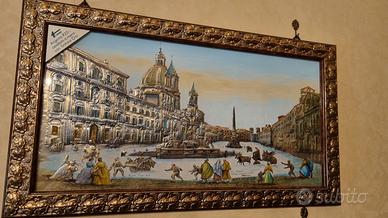 quadro argento 925 in rilievo rifinito in oro