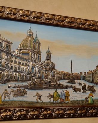 quadro argento 925 in rilievo rifinito in oro