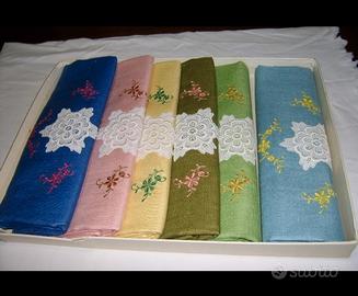 6 asciugamani in lino vari colori 