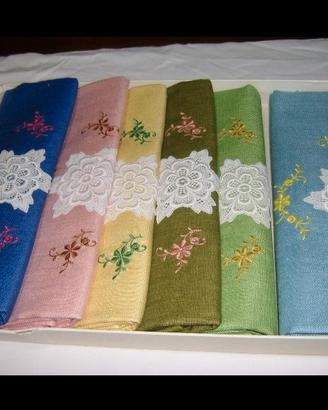 6 asciugamani in lino vari colori 
