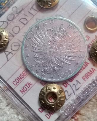 1 lira 1902 argento vittorio Emanuele 3 regno