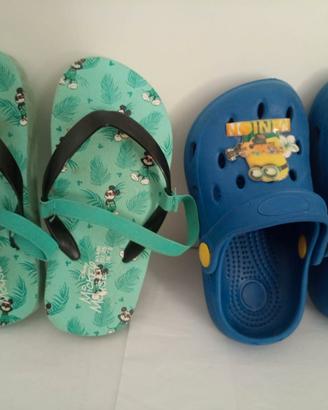 Due Sandali pantofoline infradito bimbi