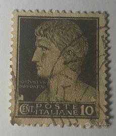 francobollo poste italiane 10 cent Augustus