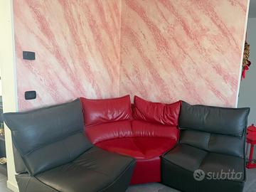 Divano Calia Italia vera pelle con seduta recliner