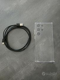Clear cover trasparente S23ultra + cavo usb nero