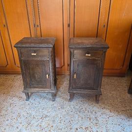 COPPIA DI 𝗖𝗢𝗠𝗢𝗗𝗜𝗡𝗜 ANNI ’50–’60  IN LEGNO