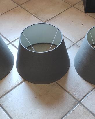 Set tre paralumi grigi di tela, design moderno