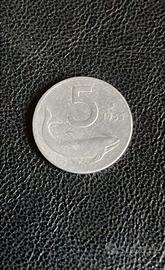5 lire con delfino 1953