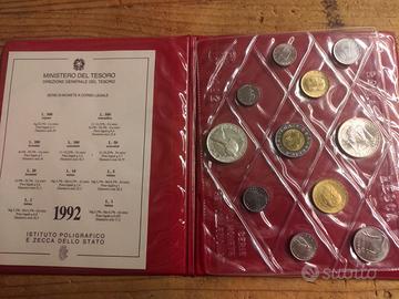 DIVISIONALE ITALIA-ANNO 1992-11 VALORI-2 ARGENTI