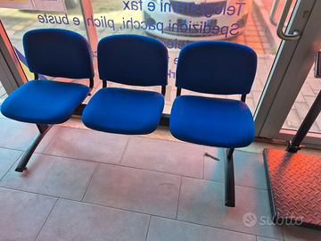 Panca per ufficio sala attesa a 3 posti colore blu