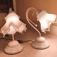 Coppia Lampade comodino abat jour in ottone classi
