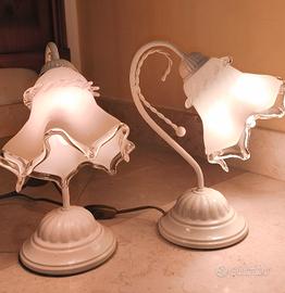 Coppia Lampade comodino abat jour in ottone classi