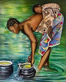 Quadro acrilico su tela “maternità africana”