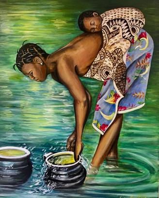 Quadro acrilico su tela “maternità africana”