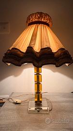 Lampada da tavolo anni 60’, vetro e ottone