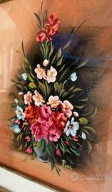 Dipinto floreale raffigurante un mazzo di fiori