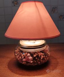 Abatjour in vetro/ottone con fiori secchi