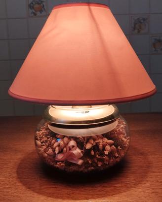 Abatjour in vetro/ottone con fiori secchi