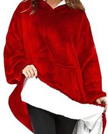 Felpa Larghissima con Cappuccio Stile Sherpa,