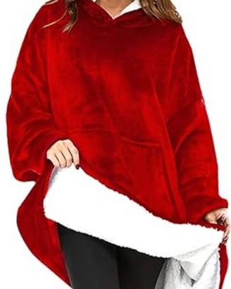 Felpa Larghissima con Cappuccio Stile Sherpa,