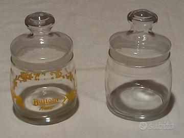 2 Barattoli in vetro con tappo a tenuta vintage