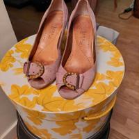 Décolleté rosa albicocca in camoscio 38