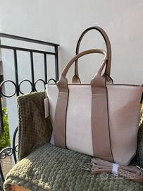 👜 Borsa rigata beige/taupe – modello elegante