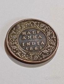 Rara moneta 1/2 Anna - India Britannica anno 1862