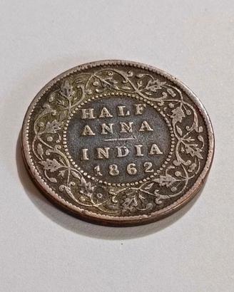 Rara moneta 1/2 Anna - India Britannica anno 1862