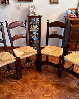 6 sedie impagliate con struttura in legno