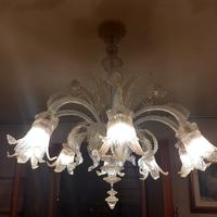 Lampadario  in vetro artistico