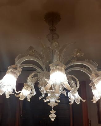 Lampadario  in vetro artistico