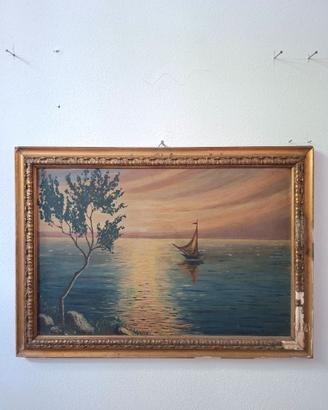 dipinto raffigurante un paesaggio marino