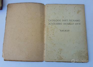 Autocarro Fiat 639 N catalogo ricambi 1951 vintage