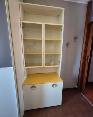 Mobile libreria credenza con vetrina bianca