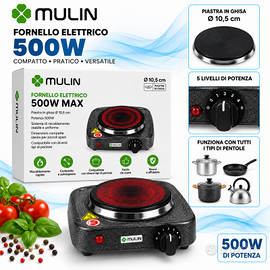 MULIN Fornello Elettrico 500W – Piastra in Ghisa Ø