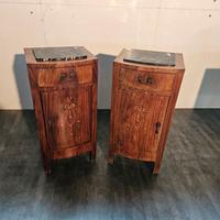Coppia di antichi comodini im stile con marmo