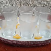 6 bicchierini per limoncello con vassoio