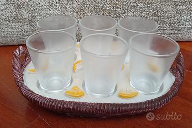 6 bicchierini per limoncello con vassoio