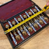 Set posate da frutta in porcellana e ottone