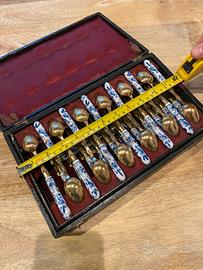 Set posate da frutta in porcellana e ottone