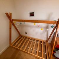 Letto montessoriano a tenda + materasso 80x160
