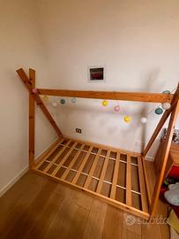 Letto montessoriano a tenda + materasso 80x160