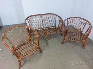 DIVANO SEDIE IN BAMBÙ VIMINI MAI USATI Arredamento e