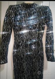 Vestito nero con inserti argento taglia s/m